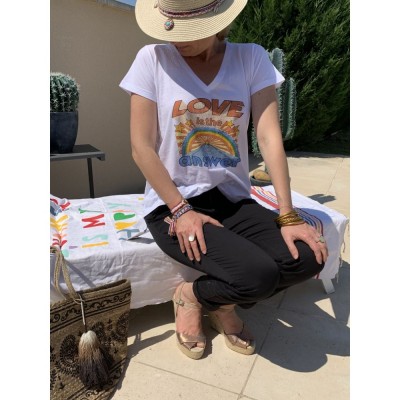 pantalon femme chino noir porté