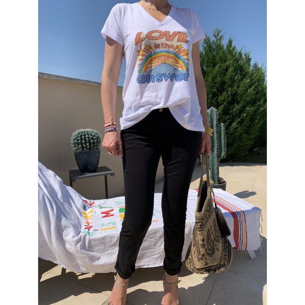 pantalon chino femme happy noir vueface